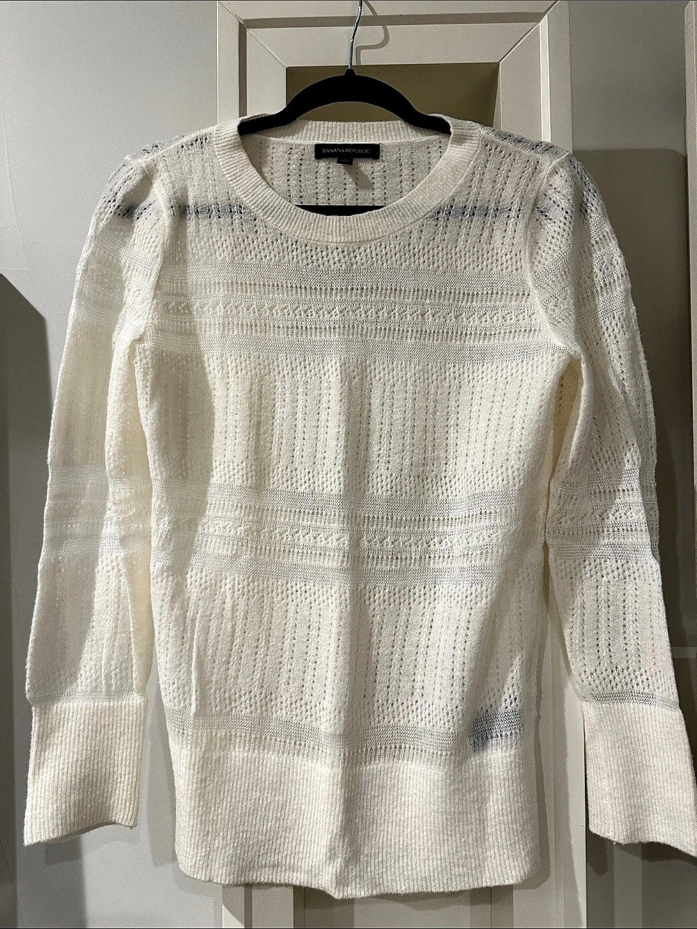 Banana Republic White Wool Blend Crewneck Sweater Size Small